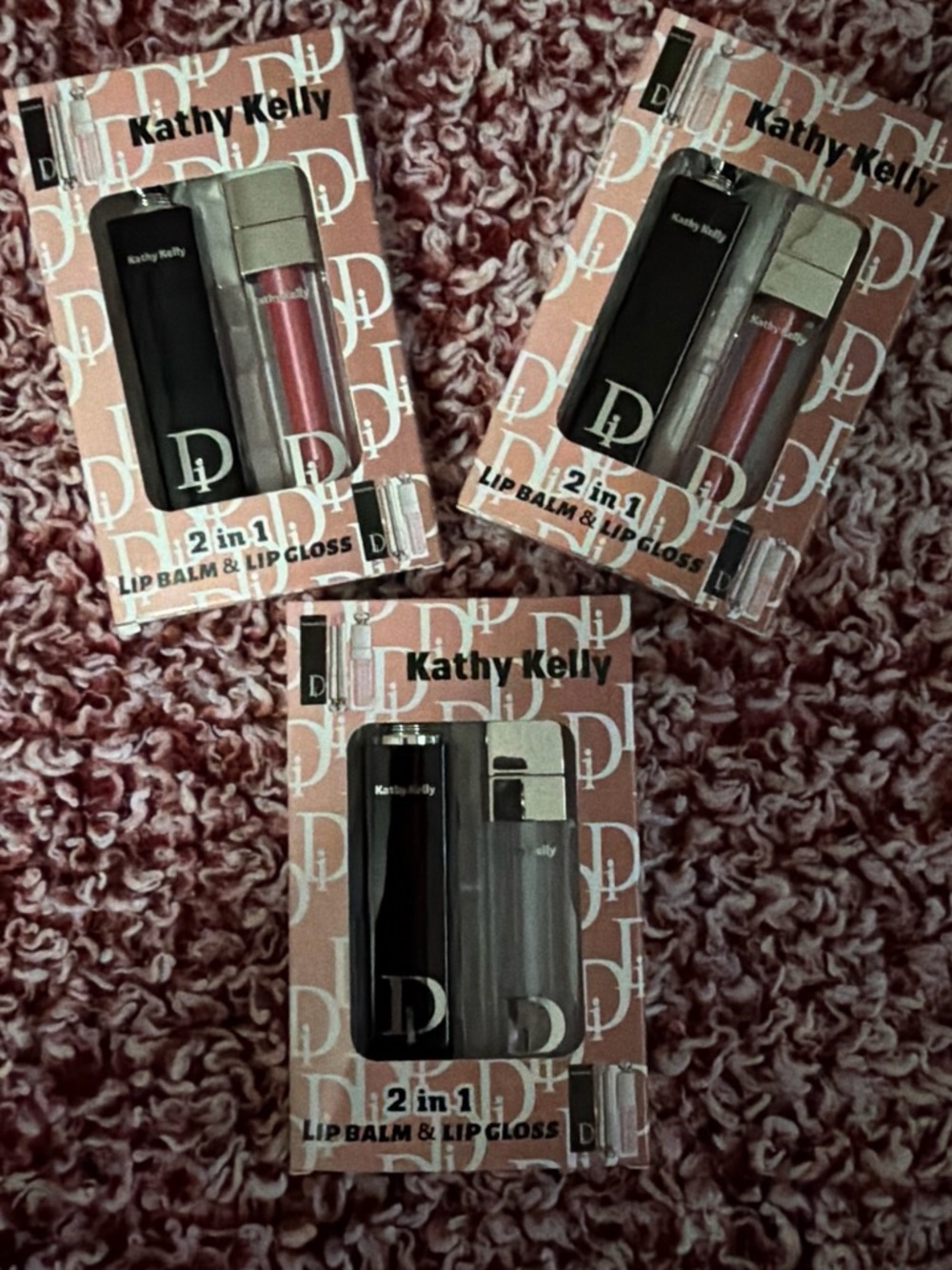 2-in-1 Black and Pink Lip Balm & Lip Gloss Set